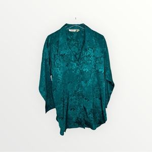 Victorias Secret Vintage Gold Label Pajama Top Sleep Shirt Green Size P/S